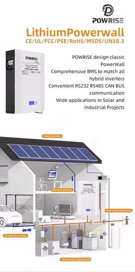 Powrise Bateria de energia solar de alta qualidade Sistema de energia de armazenamento 48V 100Ah 200Ah
